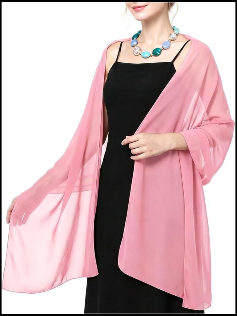 Chiffon Shawl Wrap Square Wedding Cape Bridal Evening Dress Flowing Lightweight